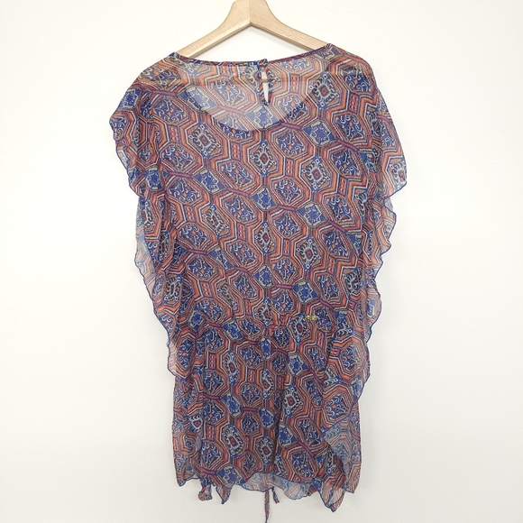 Jessica Simpson Sheer ChiffonSwimsuit Cover Up/ Flutter Tunic Top Cover Up zs L - Picture 7 of 11